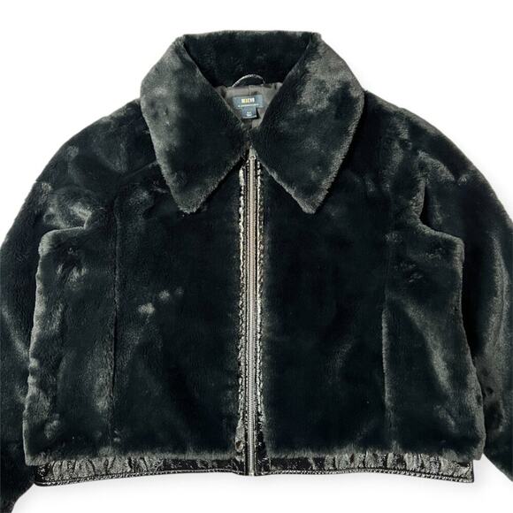 NEW Maeve SUPER SOFT Faux Fur Jacket Leather Trim SIZE XLP Petite Black NWOT - Picture 14 of 15